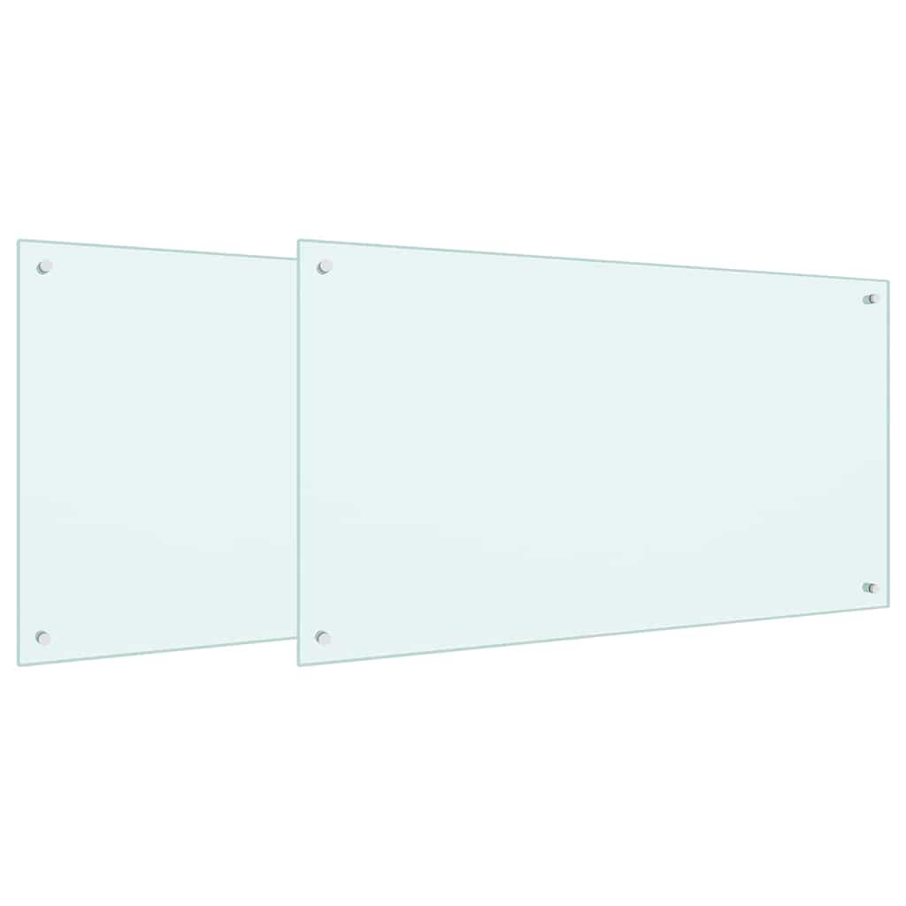 Konyhai hátfal 2 pcs Fehér 100 x 60 cm edzett üveg