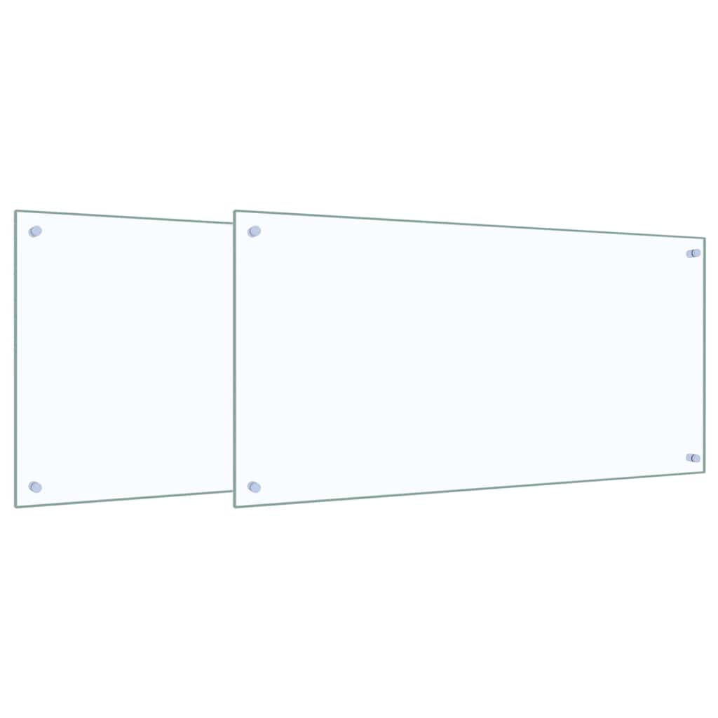 Konyhai hátfal 2 pcs Átlátszó 100 x 50 cm edzett üveg