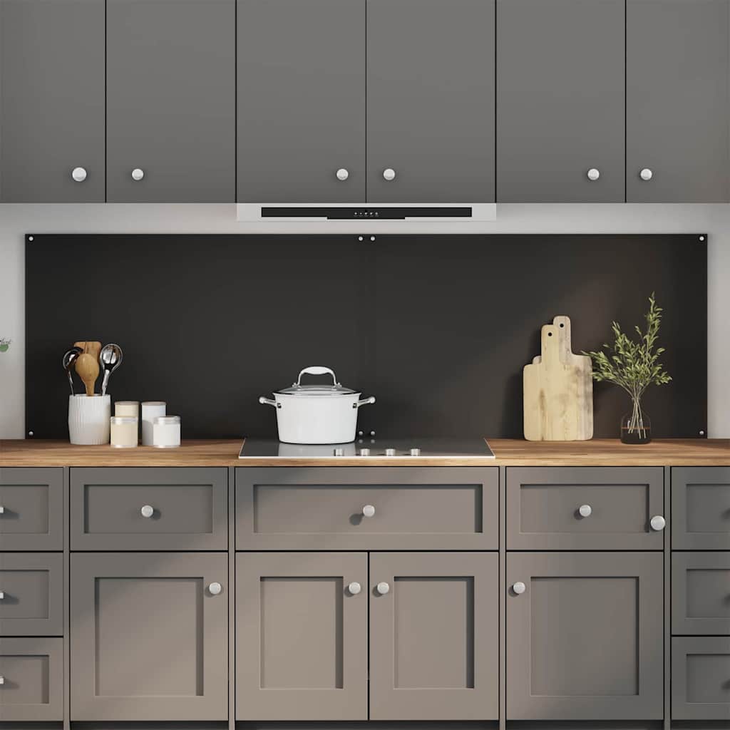 Konyhai hátfal 2 pcs Fekete 100 x 60 cm edzett üveg