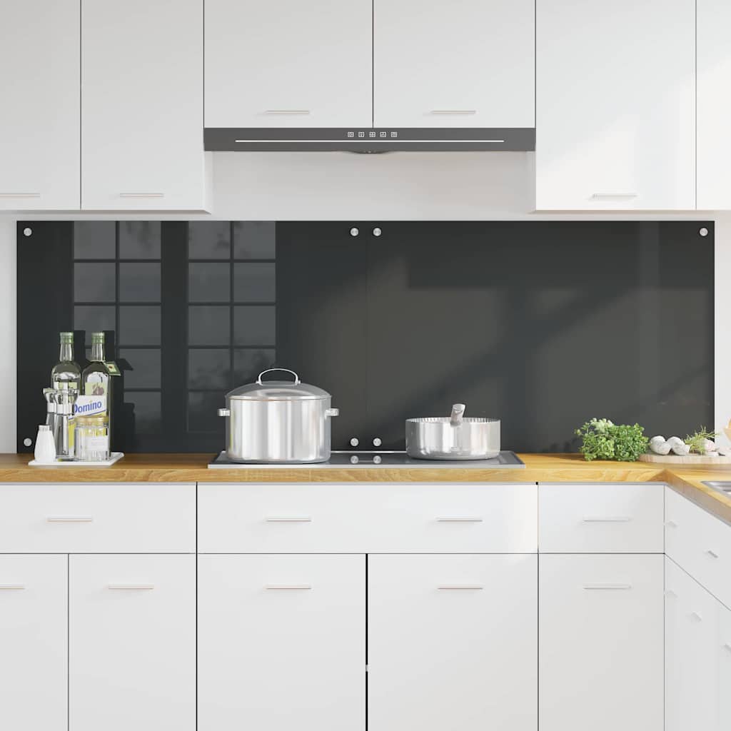 Konyhai hátfal 2 pcs Sötétszürke 90 x 60 cm edzett üveg