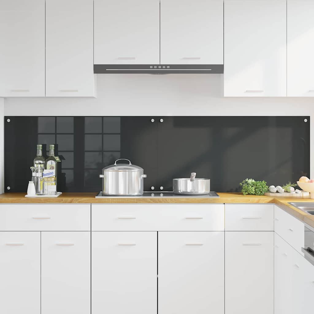 Konyhai hátfal 2 pcs Sötétszürke 100 x 50 cm edzett üveg