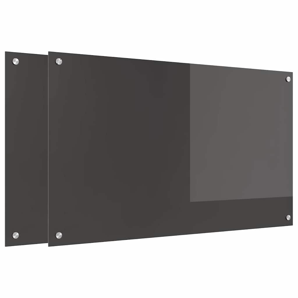 Konyhai hátfal 2 pcs Sötétszürke 100 x 60 cm edzett üveg