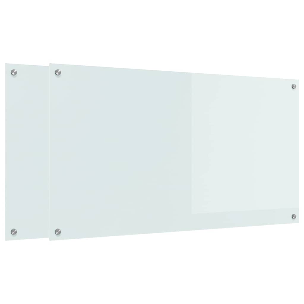Konyhai hátfal 2 pcs Fehér 110 x 60 cm edzett üveg