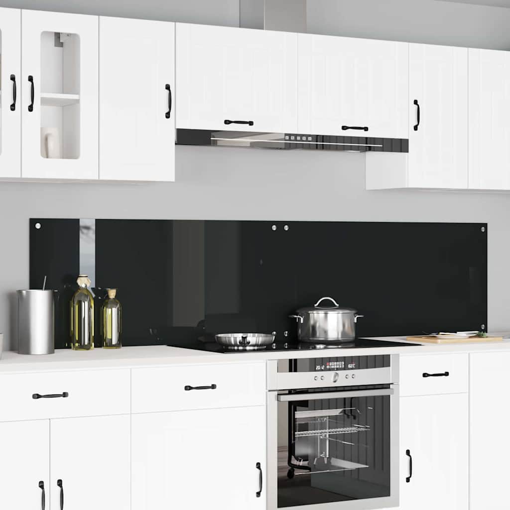 Konyhai hátfal 2 pcs Fekete 110 x 50 cm edzett üveg