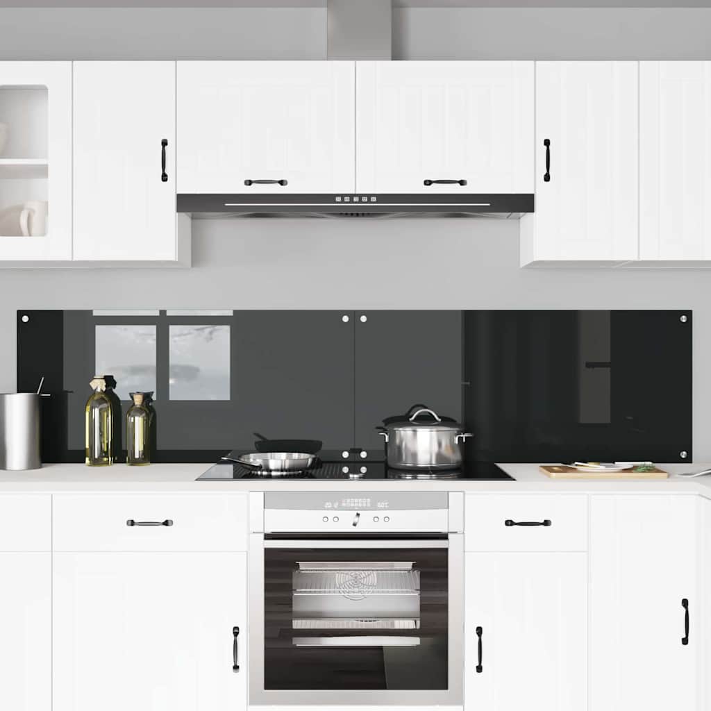 Konyhai hátfal 2 pcs Fekete 110 x 50 cm edzett üveg