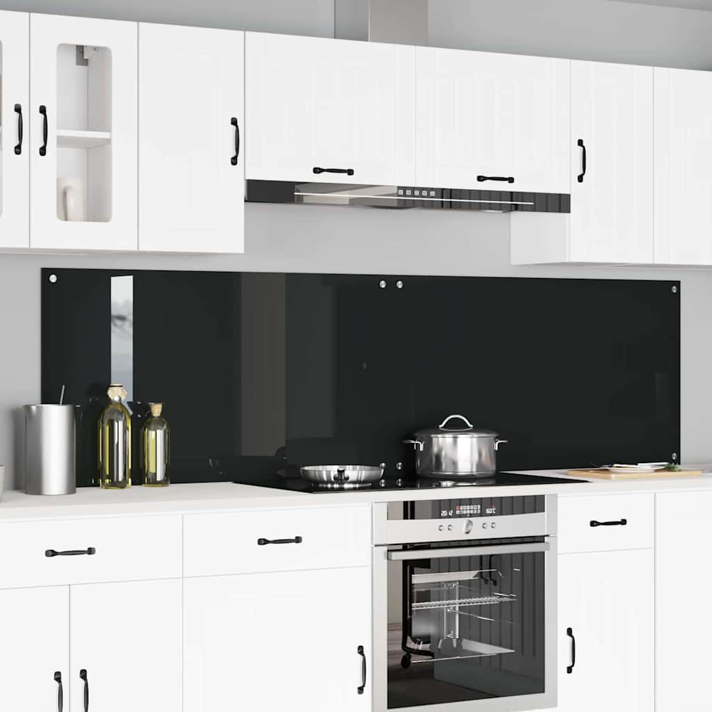 Konyhai hátfal 2 pcs Fekete 110 x 60 cm edzett üveg
