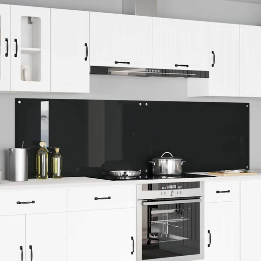 Konyhai hátfal 2 db Fekete 110 x 60 cm edzett üveg
