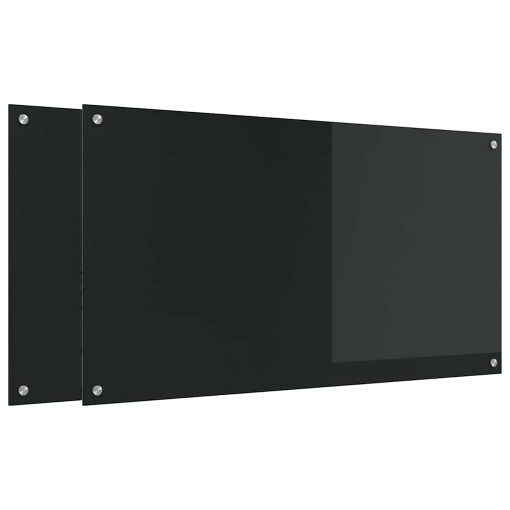 Konyhai hátfal 2 pcs Fekete 110 x 60 cm edzett üveg