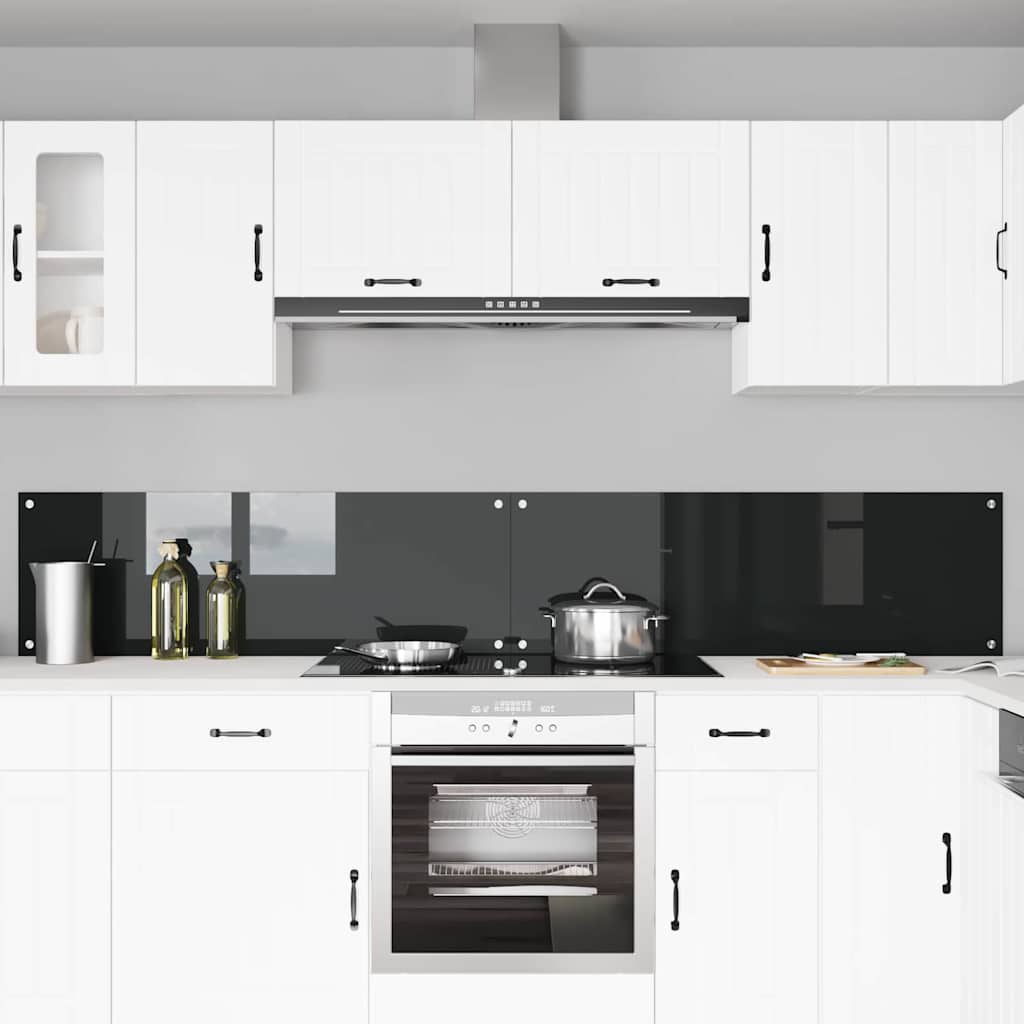 Konyhai hátfal 2 pcs Fekete 120 x 40 cm edzett üveg