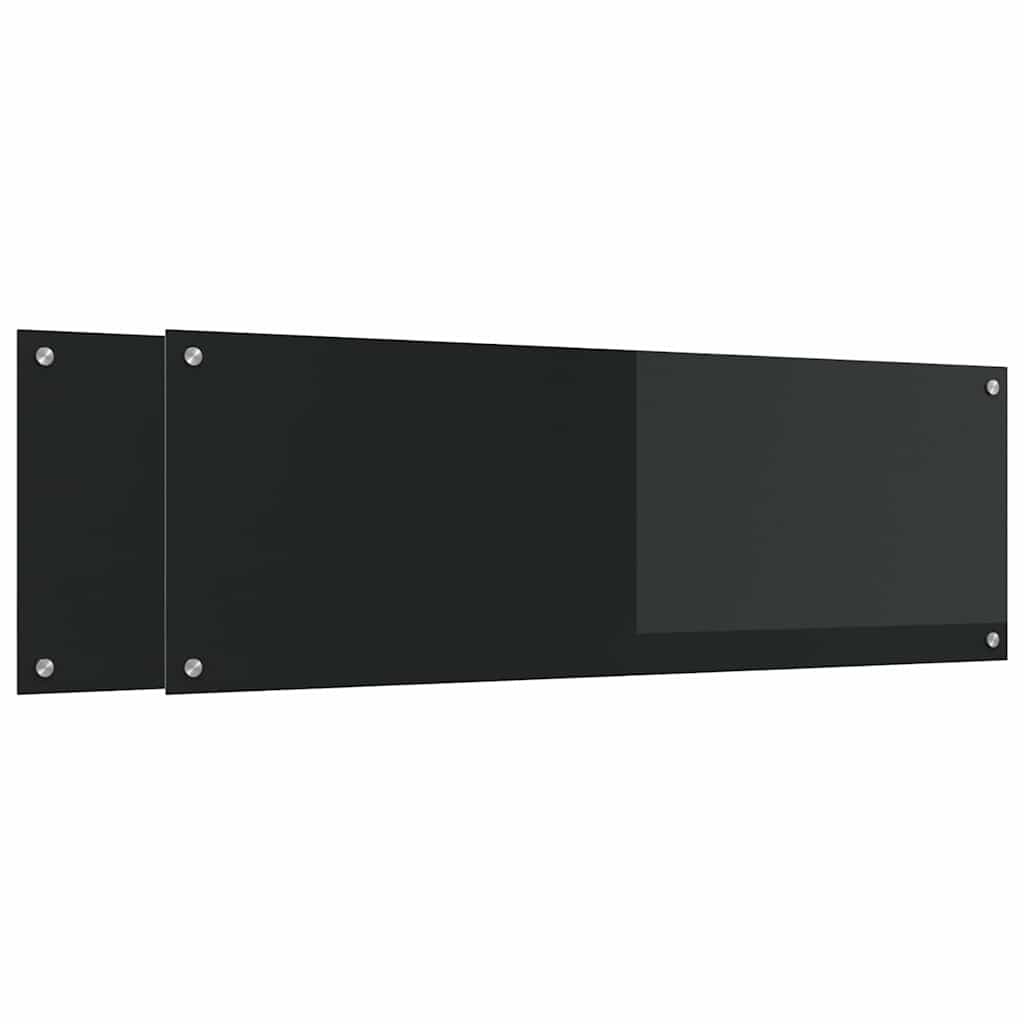 Konyhai hátfal 2 pcs Fekete 120 x 40 cm edzett üveg