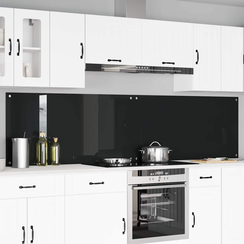 Konyhai hátfal 2 pcs Fekete 120 x 60 cm edzett üveg