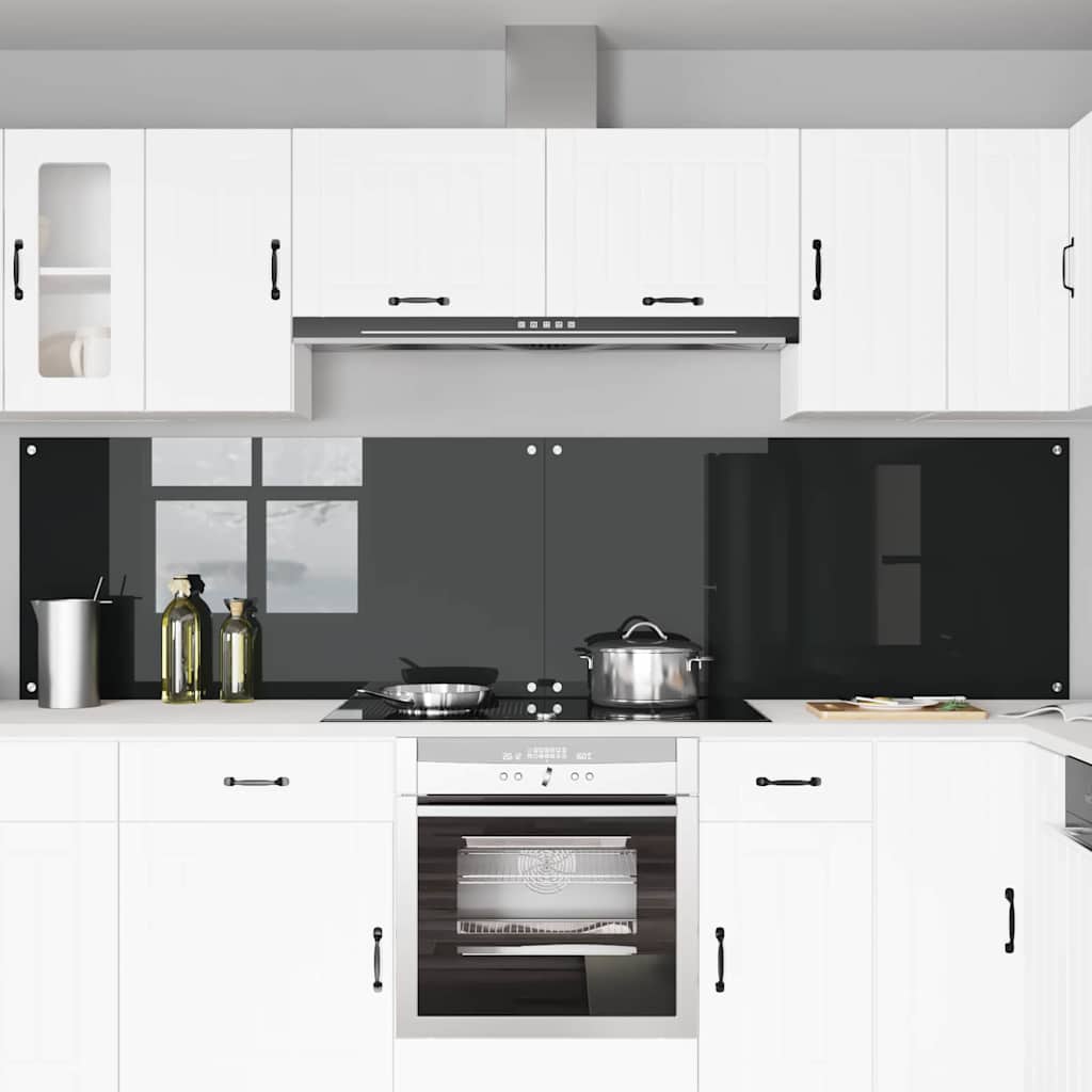 Konyhai hátfal 2 pcs Fekete 120 x 60 cm edzett üveg