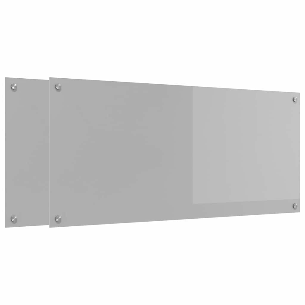 Konyhai hátfal 2 db Világosszürke 110 x 50 cm edzett üveg