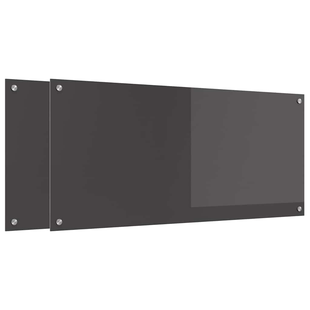 Konyhai hátfal 2 db Sötétszürke 110 x 50 cm edzett üveg