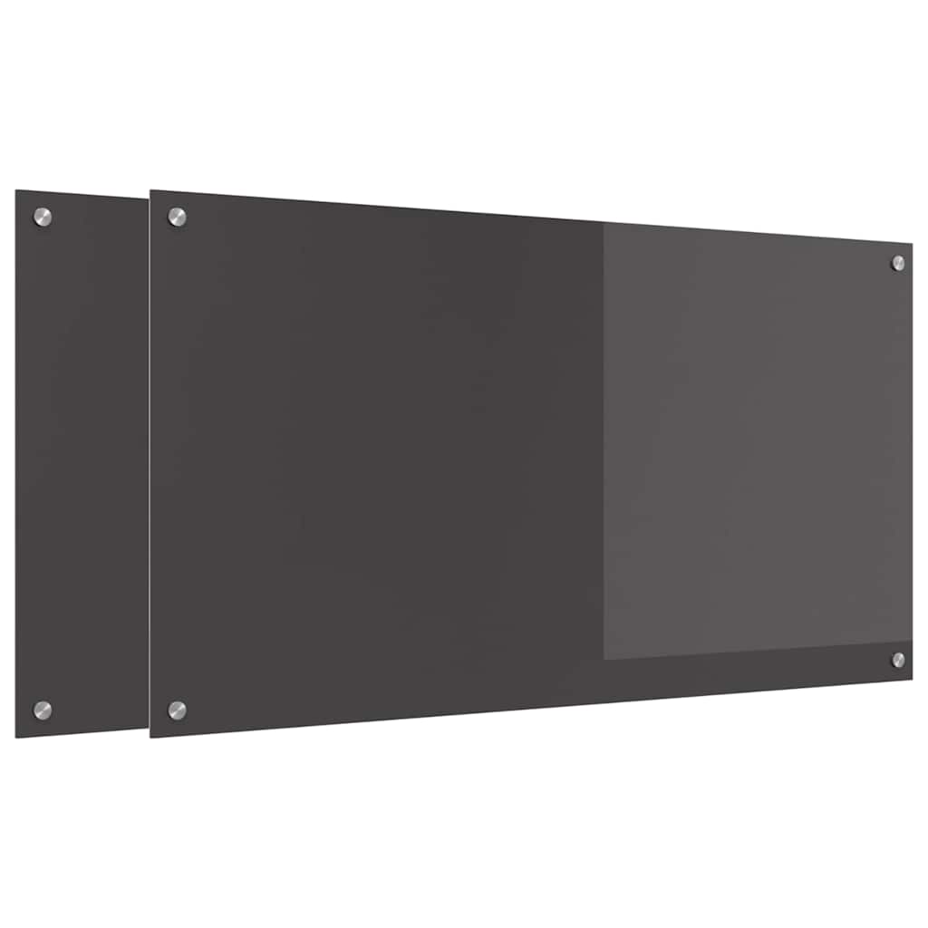 Konyhai hátfal 2 db Sötétszürke 110 x 60 cm edzett üveg