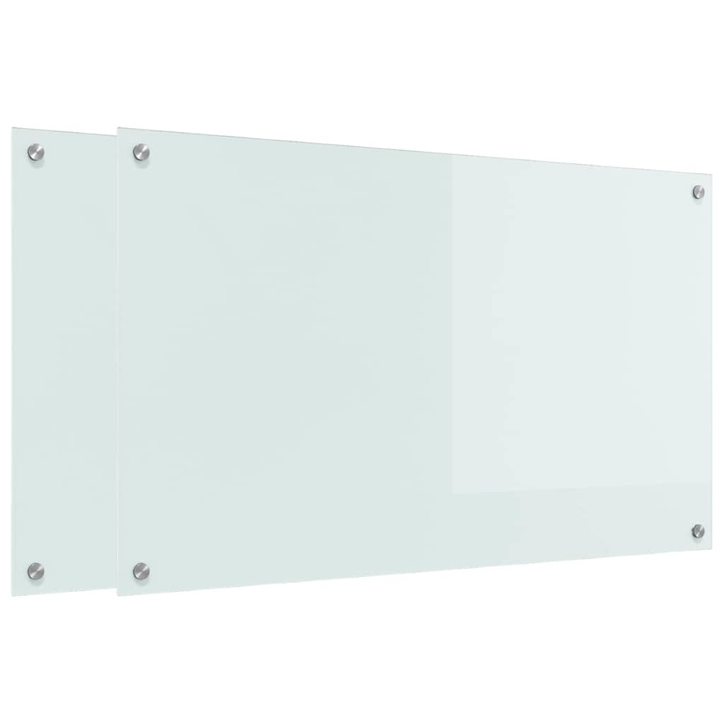Konyhai hátfal 2 pcs Fehér 100 x 60 cm edzett üveg
