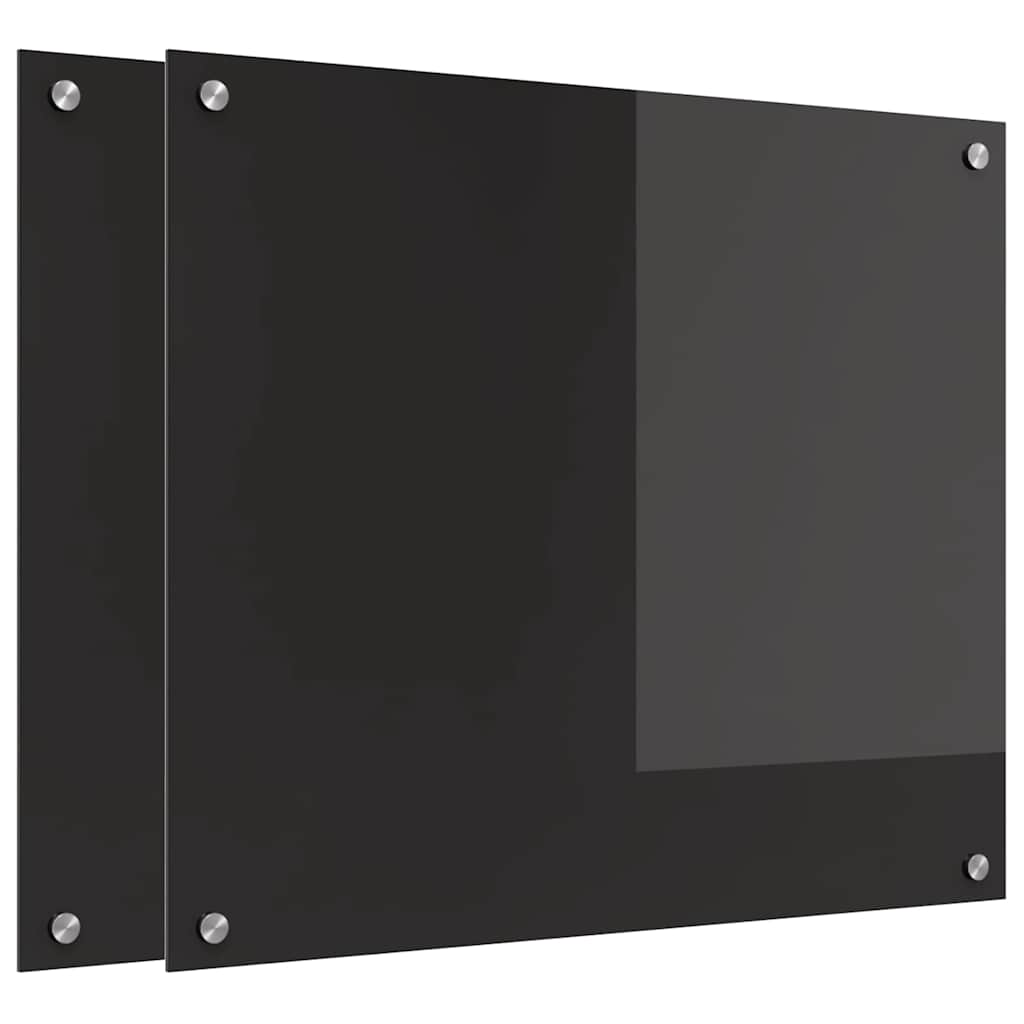 Konyhai hátfal 2 pcs Fekete 70 x 60 cm edzett üveg