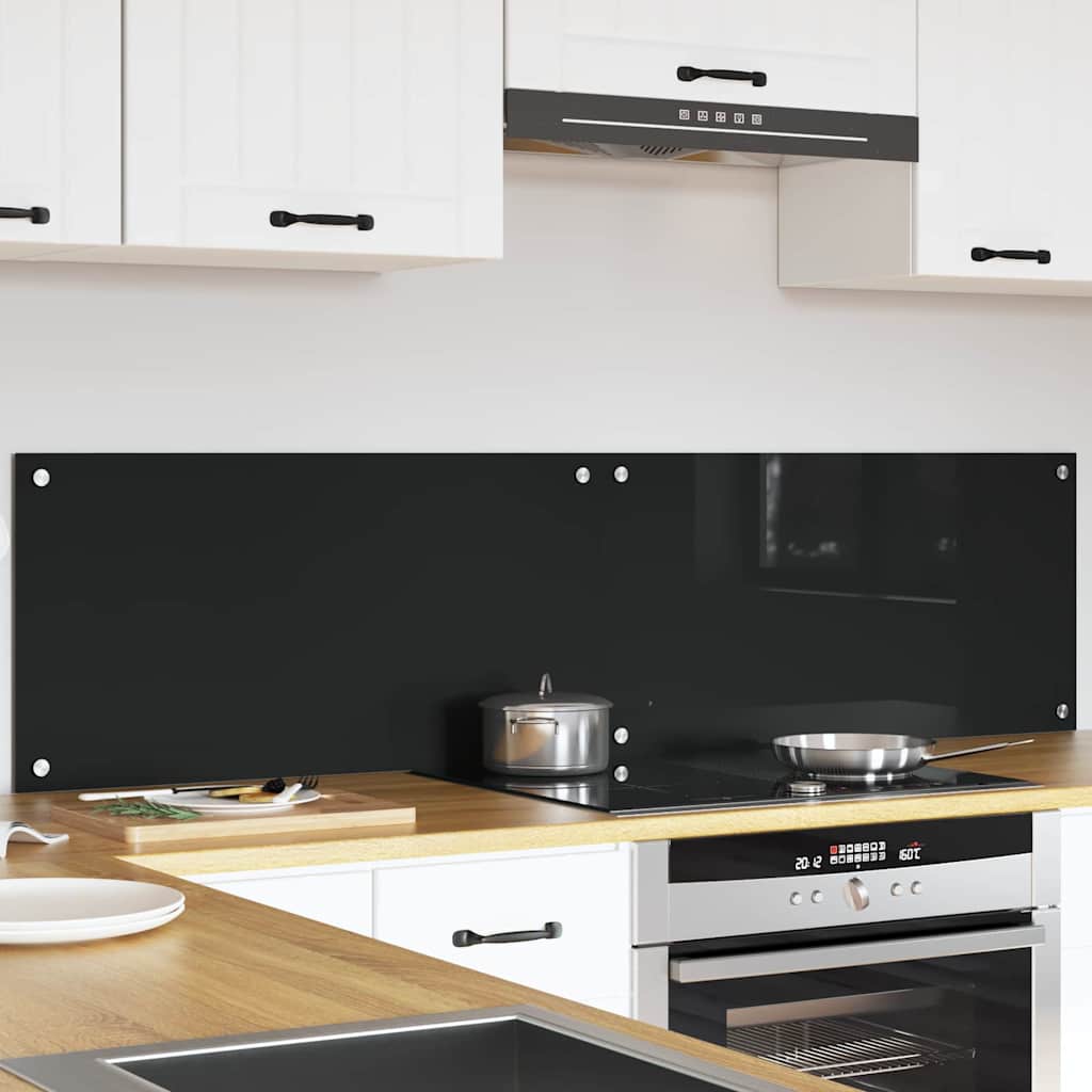 Konyhai hátfal 2 pcs Fekete 80 x 40 cm edzett üveg