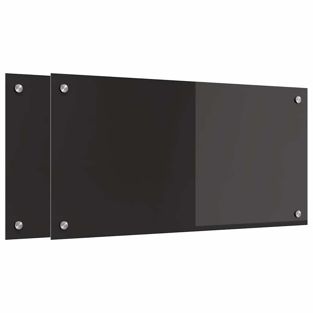 Konyhai hátfal 2 pcs Fekete 80 x 40 cm edzett üveg