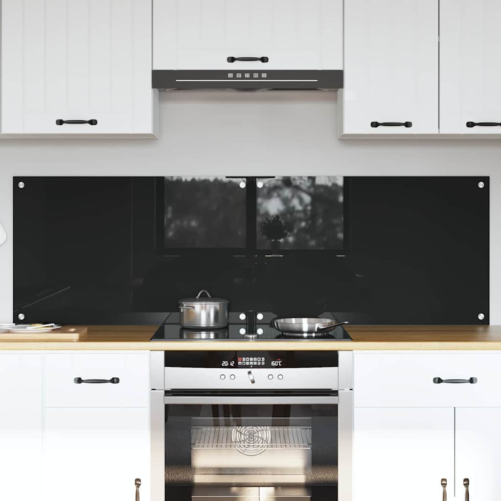 Konyhai hátfal 2 pcs Fekete 80 x 50 cm edzett üveg