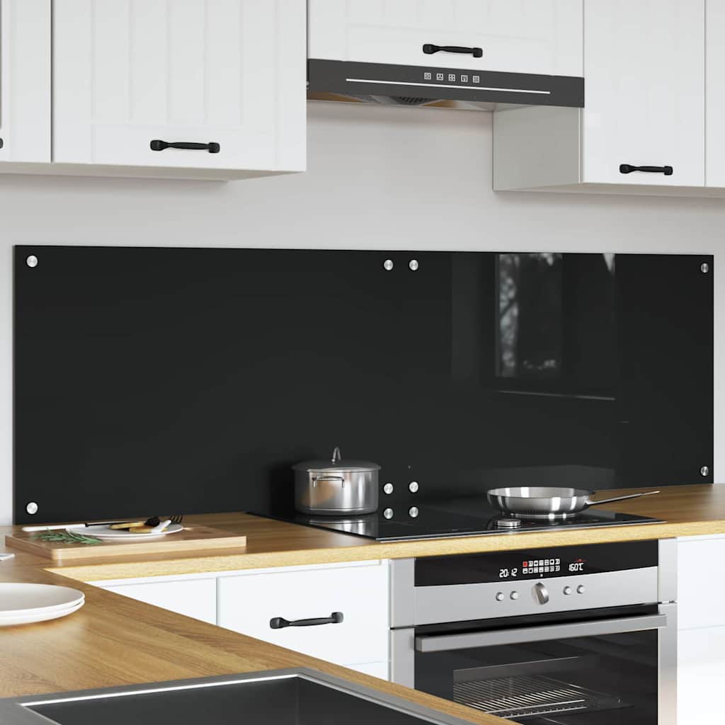 Konyhai hátfal 2 pcs Fekete 80 x 50 cm edzett üveg