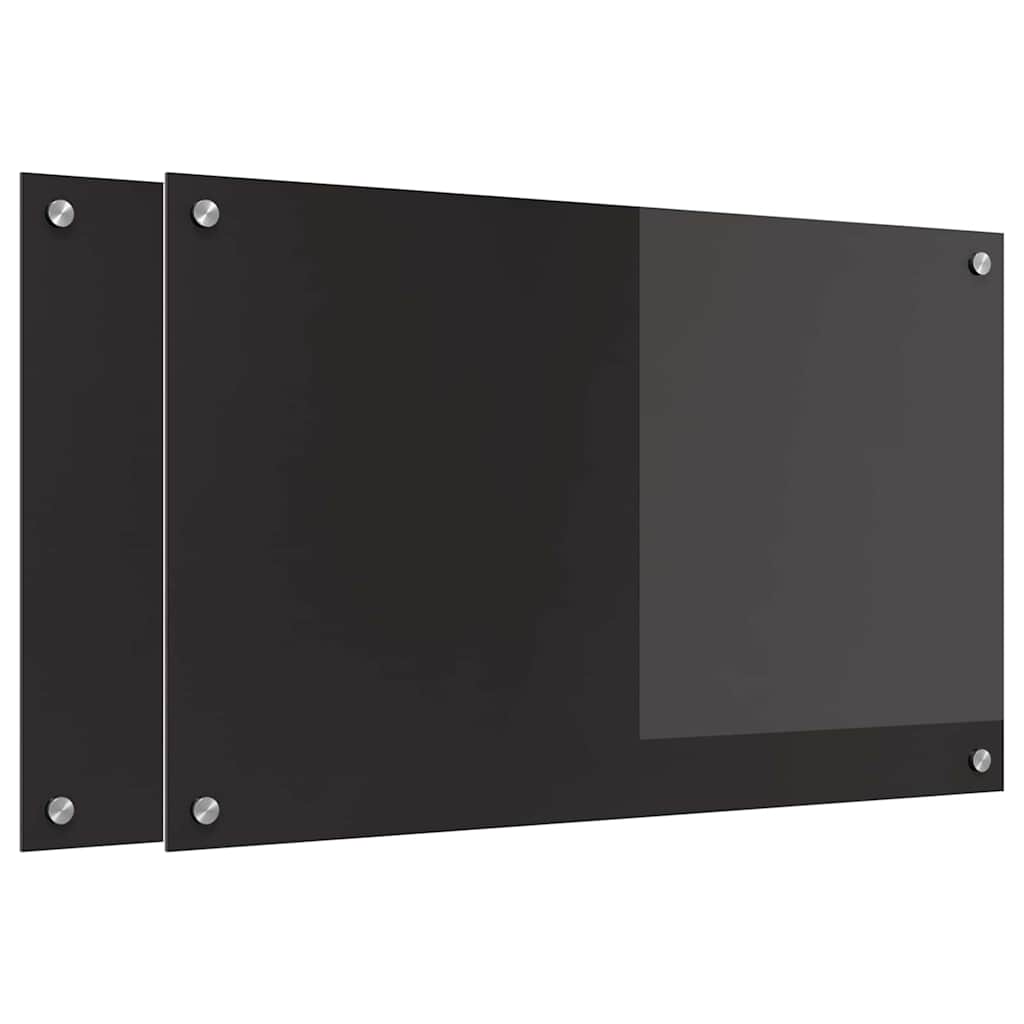 Konyhai hátfal 2 pcs Fekete 80 x 50 cm edzett üveg