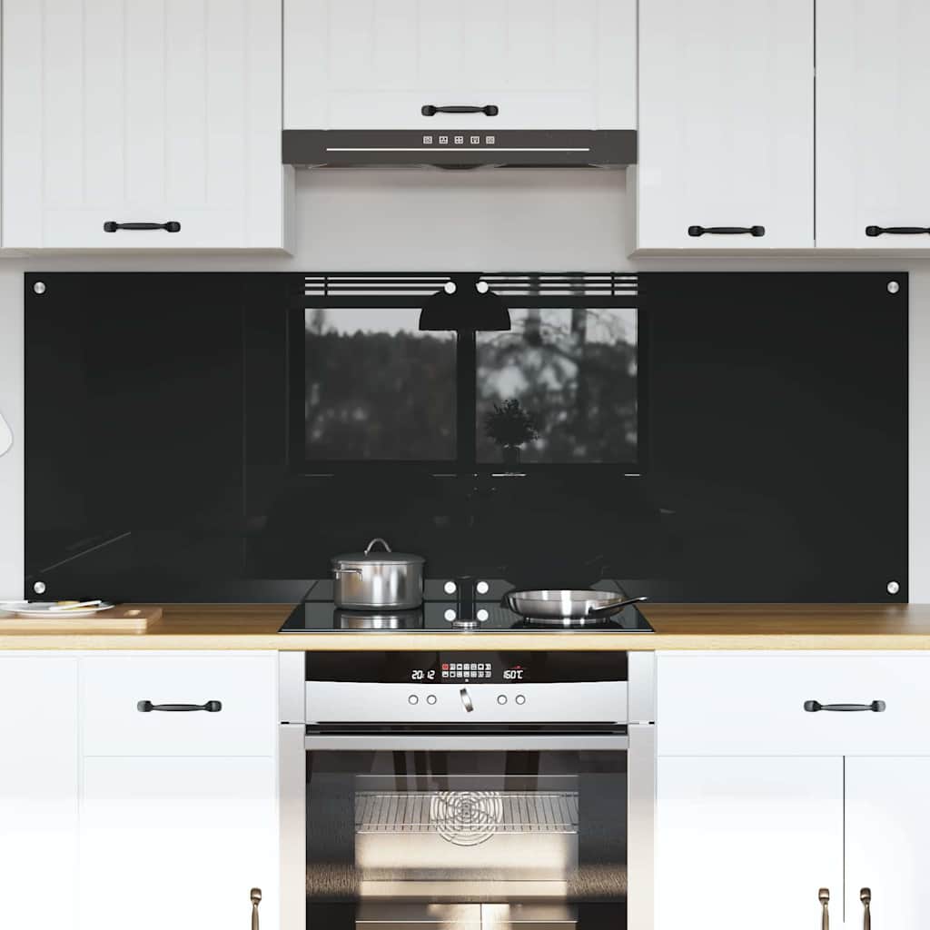 Konyhai hátfal 2 pcs Fekete 80 x 60 cm edzett üveg