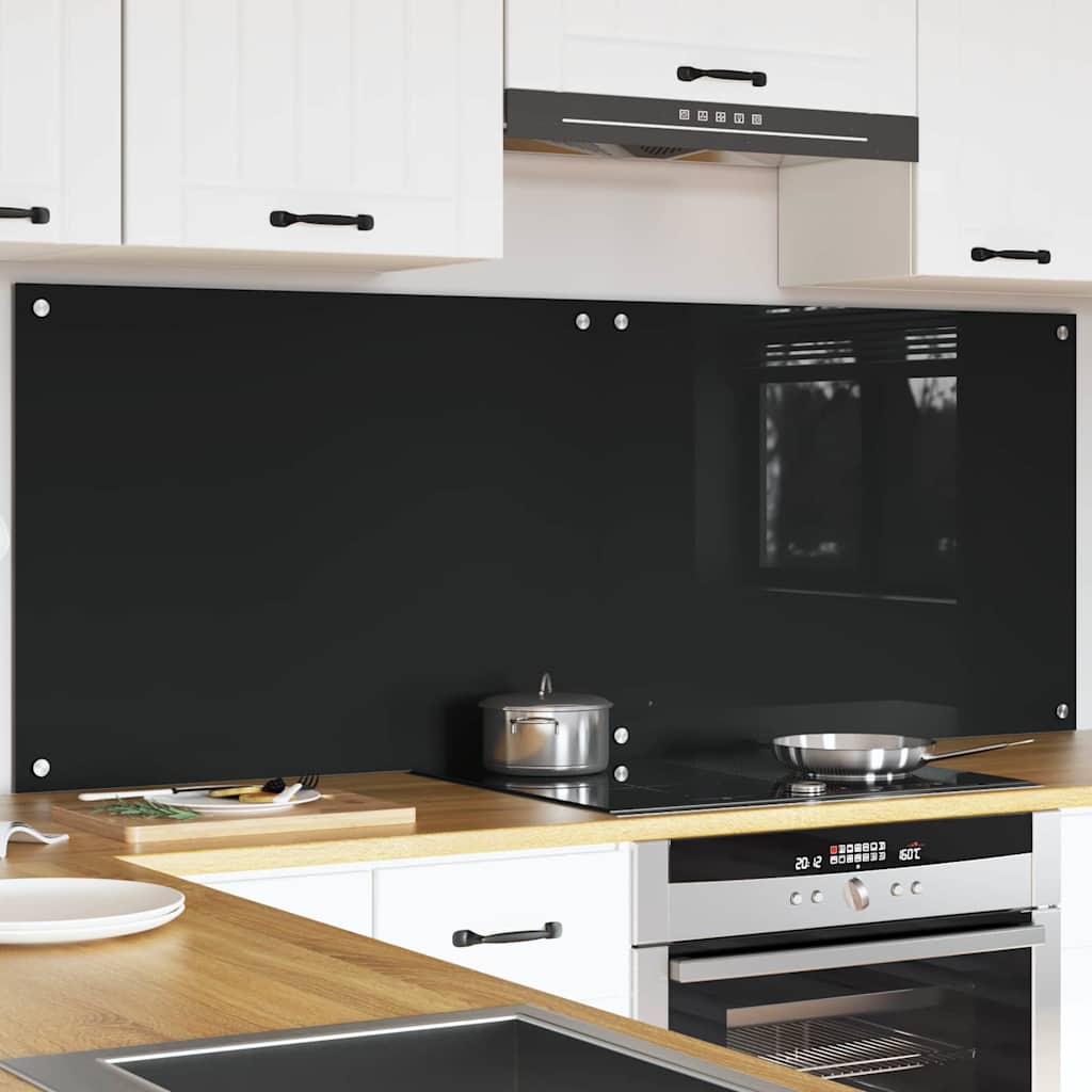 Konyhai hátfal 2 pcs Fekete 80 x 60 cm edzett üveg