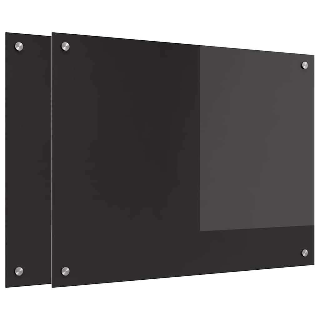 Konyhai hátfal 2 pcs Fekete 80 x 60 cm edzett üveg