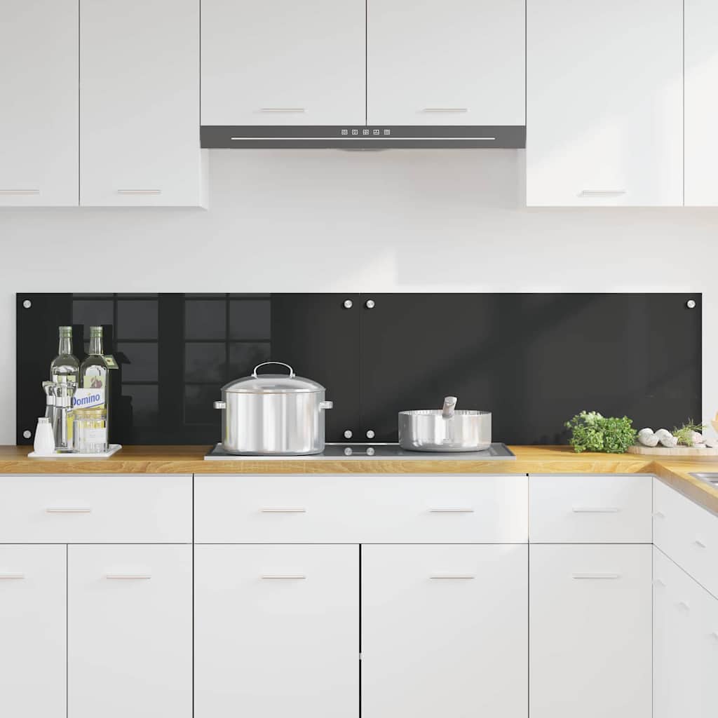 Konyhai hátfal 2 pcs Fekete 90 x 40 cm edzett üveg