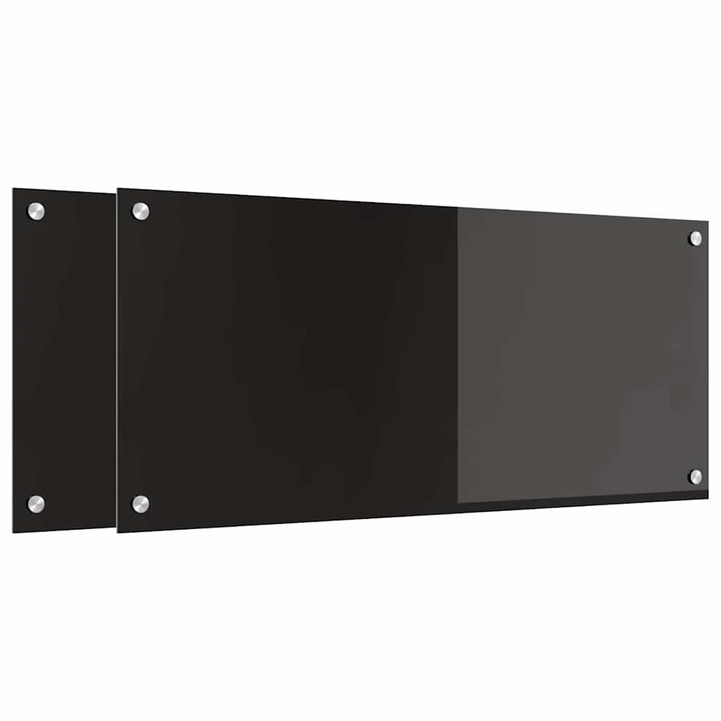 Konyhai hátfal 2 pcs Fekete 90 x 40 cm edzett üveg