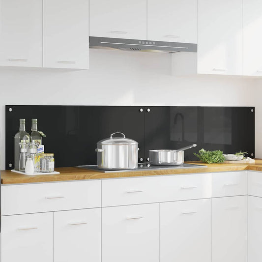 Konyhai hátfal 2 pcs Fekete 100 x 40 cm edzett üveg