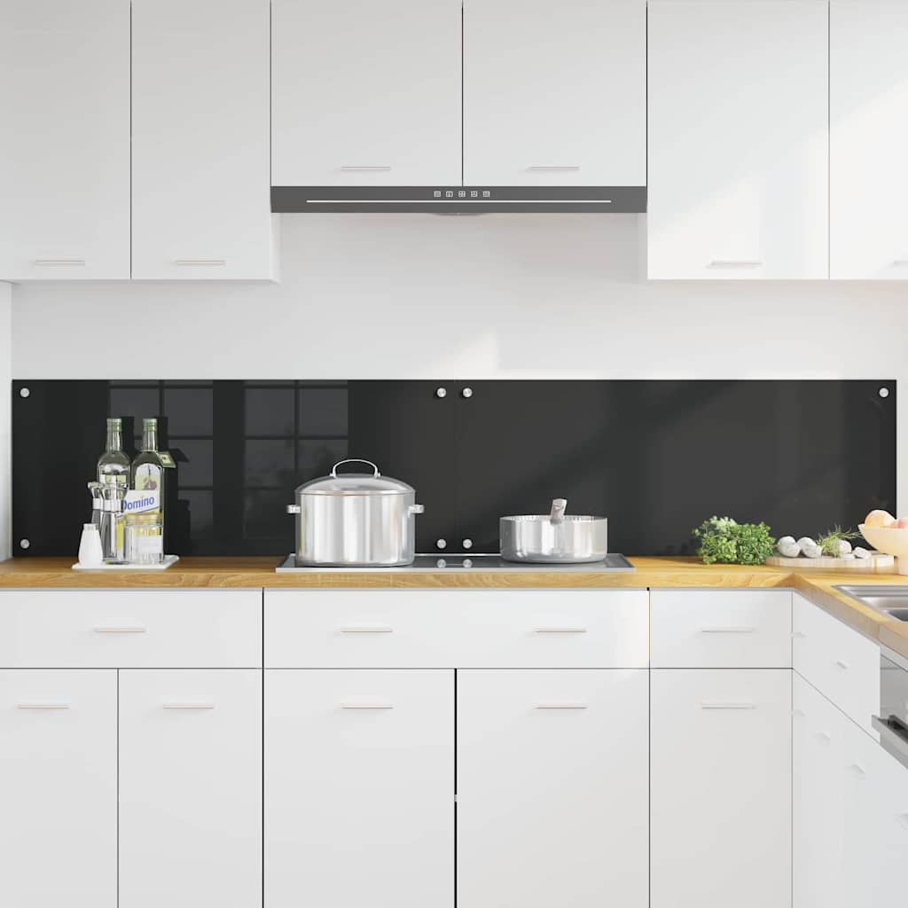 Konyhai hátfal 2 pcs Fekete 100 x 40 cm edzett üveg
