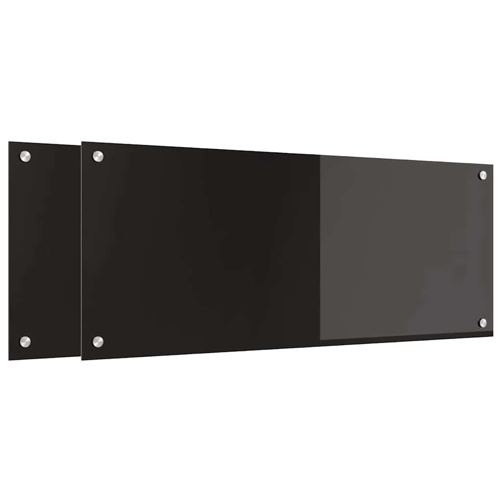 Konyhai hátfal 2 pcs Fekete 100 x 40 cm edzett üveg