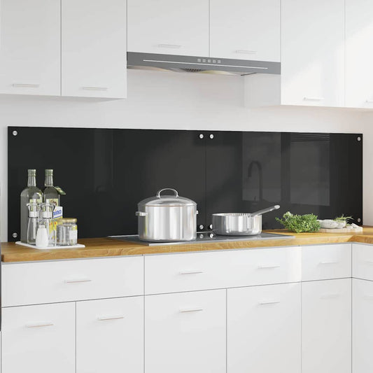 Konyhai hátfal 2 pcs Fekete 100 x 50 cm edzett üveg