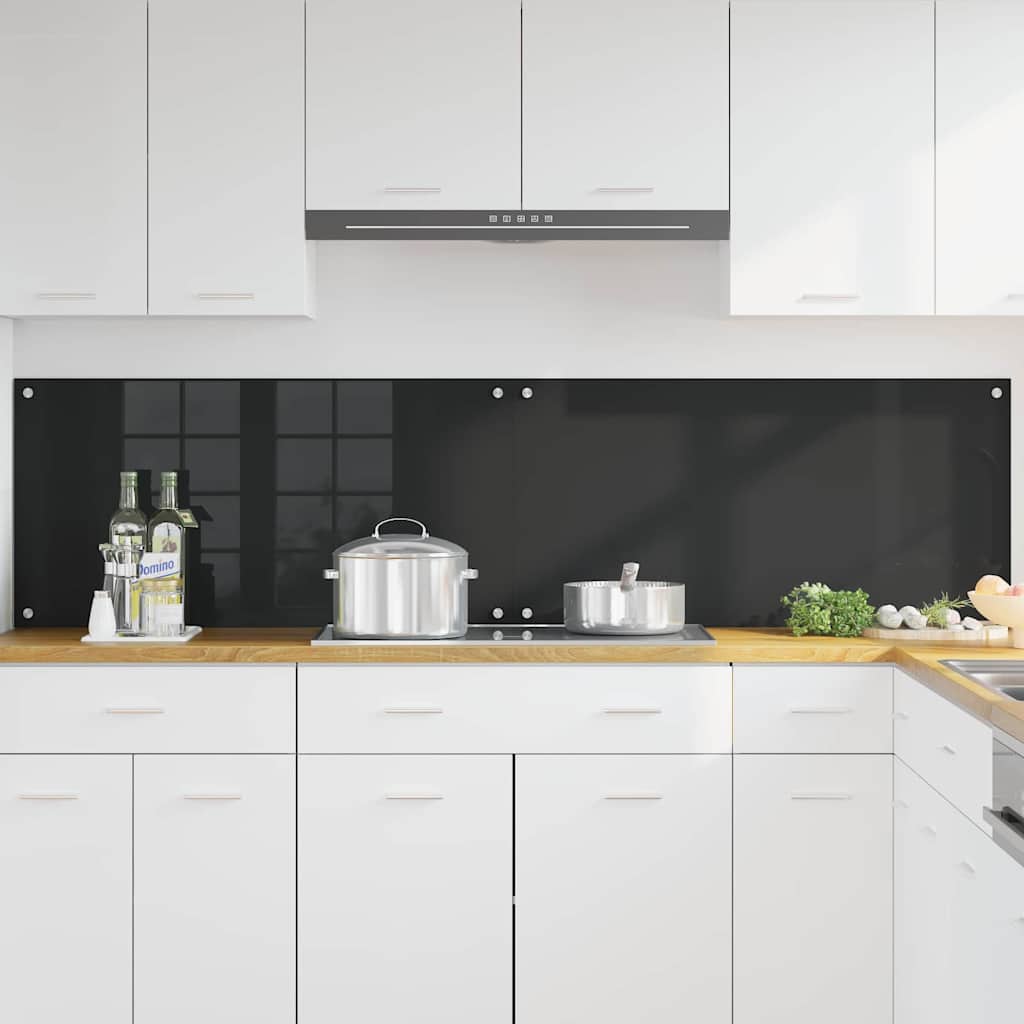 Konyhai hátfal 2 pcs Fekete 100 x 50 cm edzett üveg