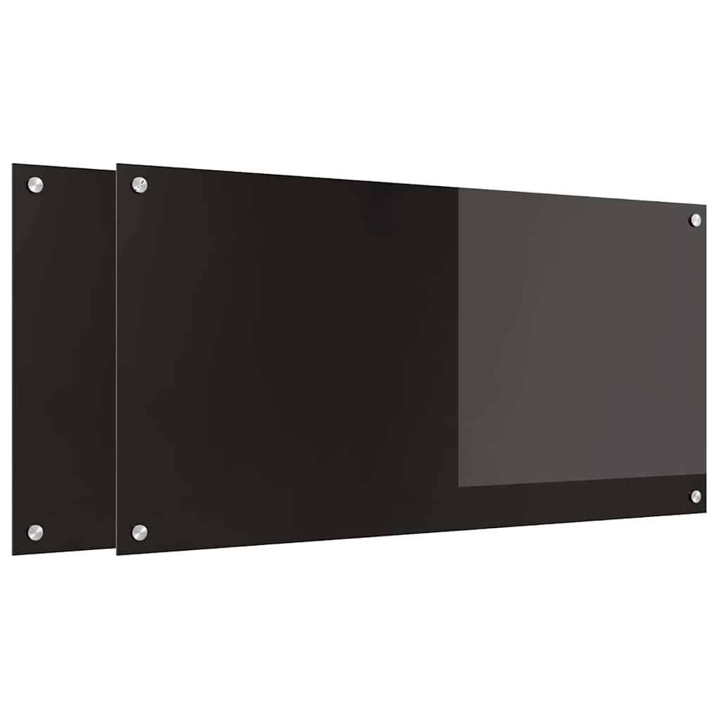 Konyhai hátfal 2 pcs Fekete 100 x 50 cm edzett üveg