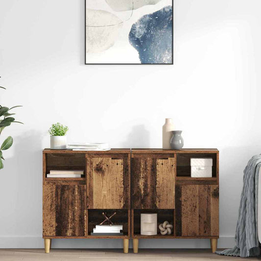 Oldalszekrények 2 pcs Öreg fa 60 x 35 x 70 cm Faanyag