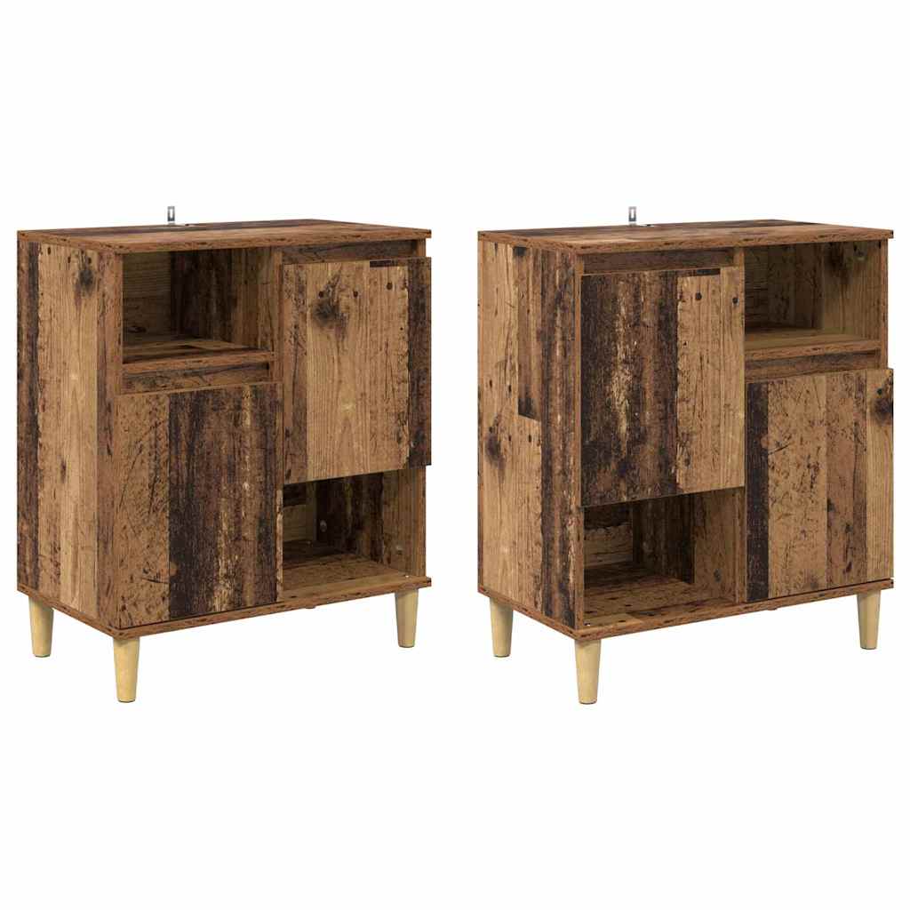 Oldalszekrények 2 pcs Öreg fa 60 x 35 x 70 cm Szerelt Fa