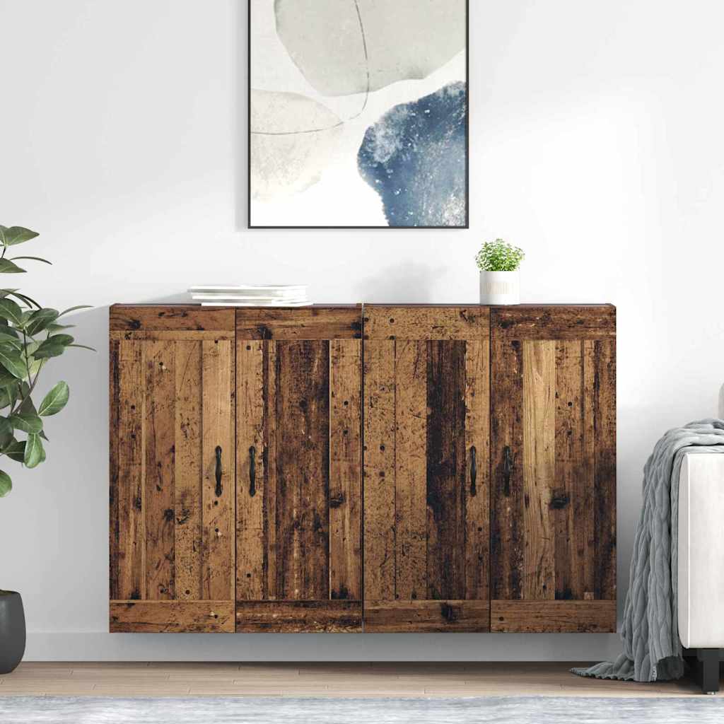 Fali szekrény 2 db Öreg fa 69,5 x 34 x 90 cm Szerelt Fa