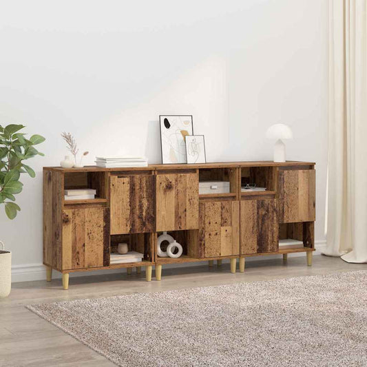 Oldalszekrények 3 pcs Öreg fa 60 x 35 x 70 cm Faanyag