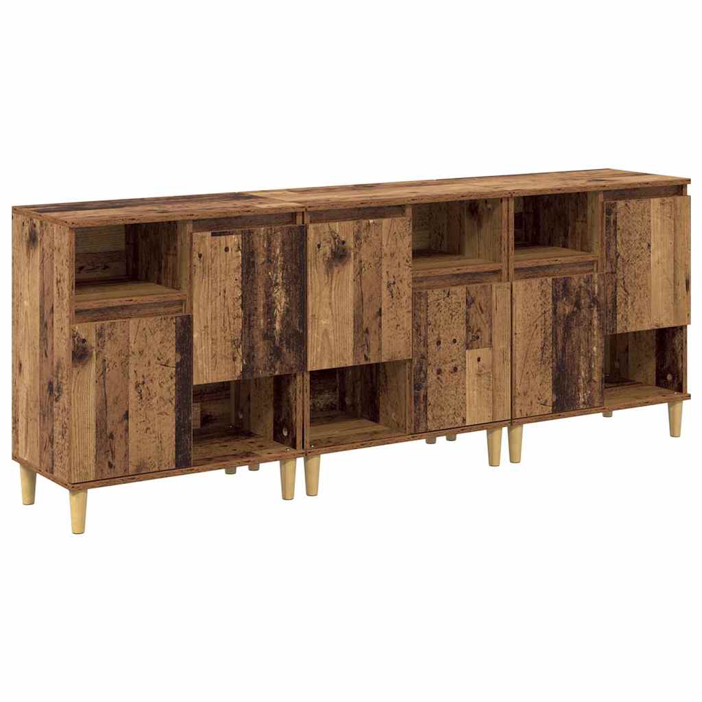 Oldalszekrények 3 pcs Öreg fa 60 x 35 x 70 cm Szerelt Fa