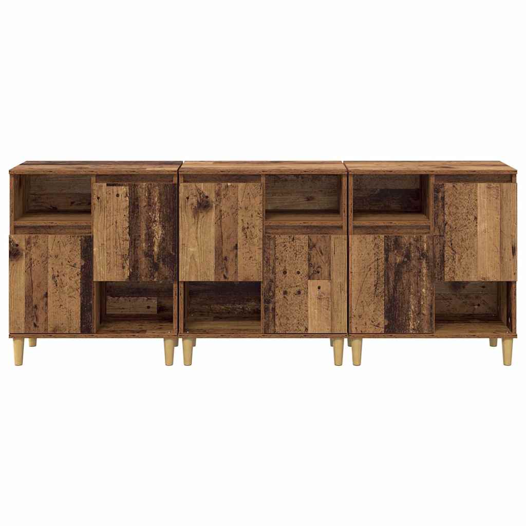 Oldalszekrények 3 pcs Öreg fa 60 x 35 x 70 cm Szerelt Fa