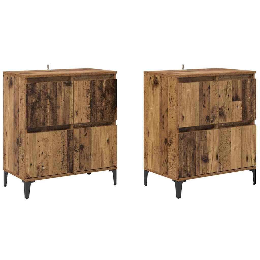 Oldalszekrények 2 pcs Öreg fa 60 x 35 x 70 cm Szerelt Fa