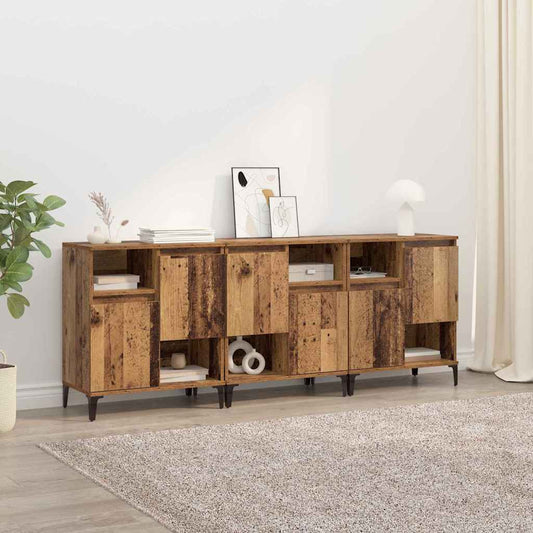 Oldalszekrények 3 pcs Öreg fa 60 x 35 x 70 cm Faanyag