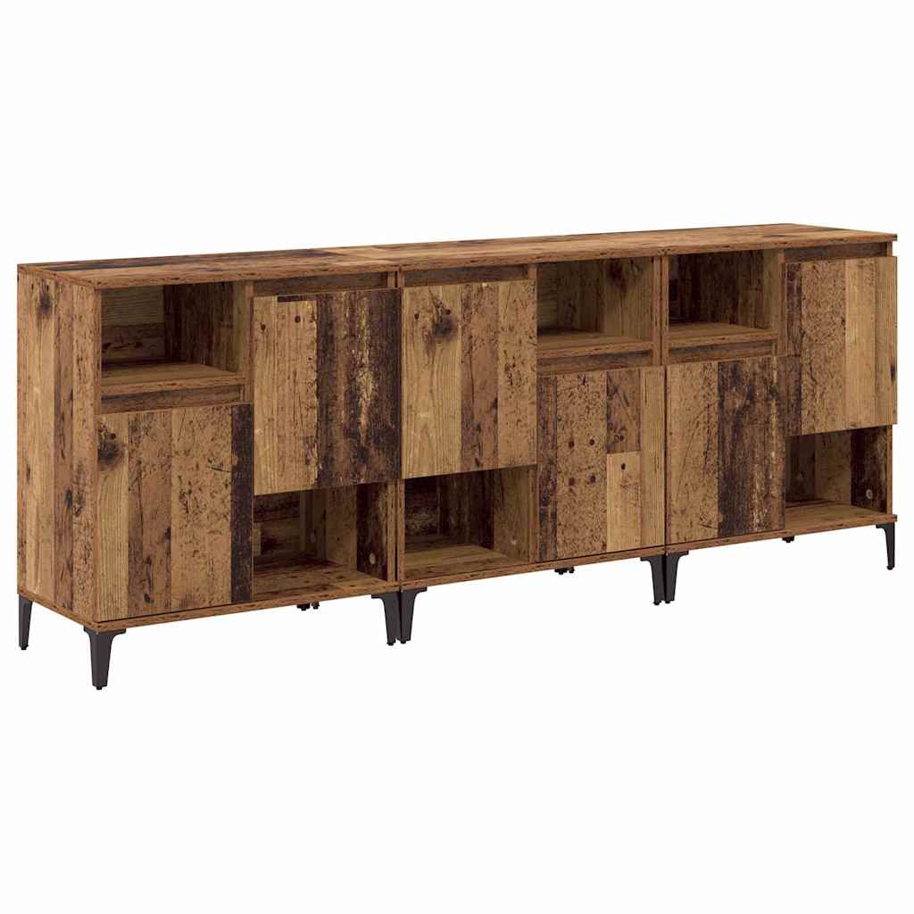 Oldalszekrények 3 pcs Öreg fa 60 x 35 x 70 cm Szerelt Fa
