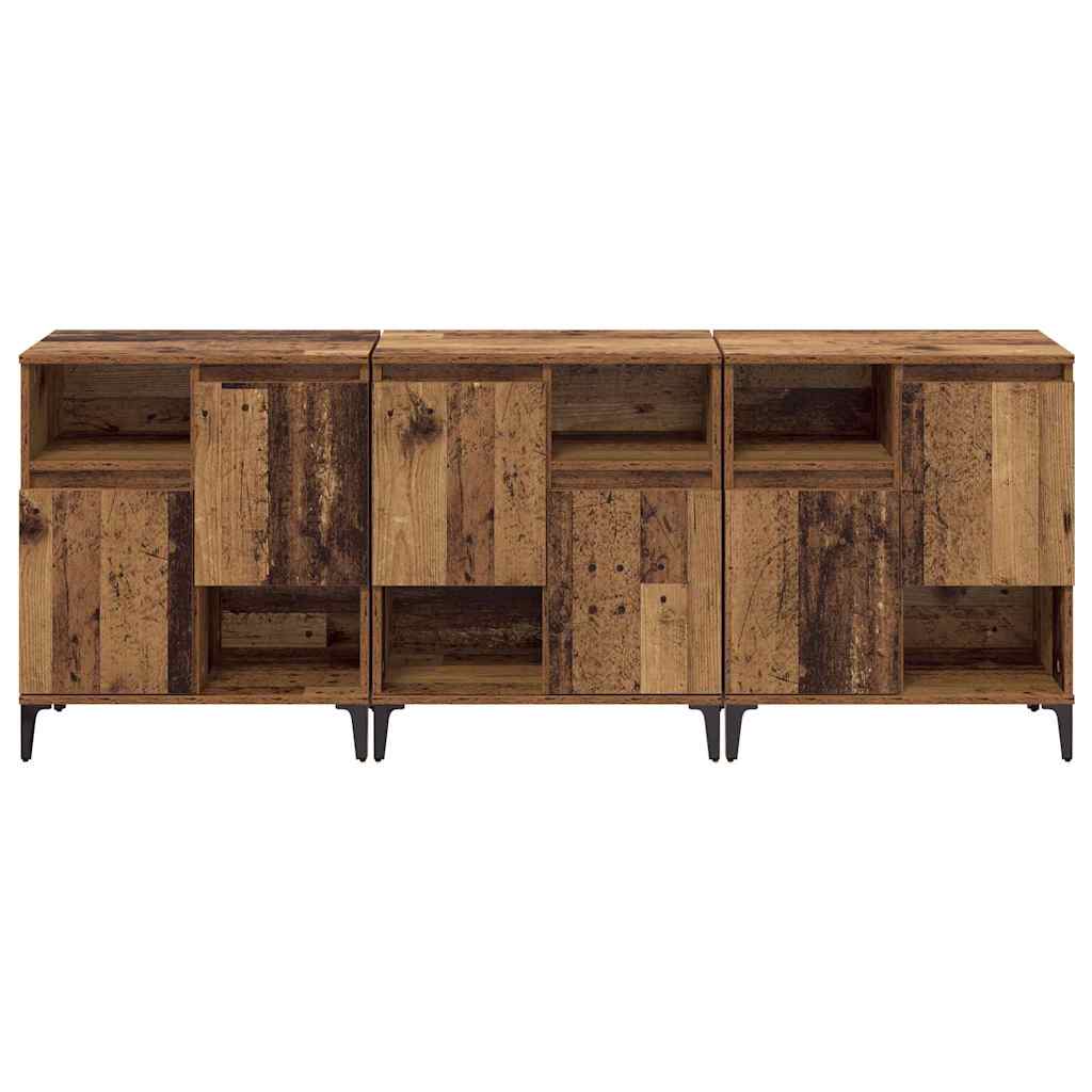 Oldalszekrények 3 pcs Öreg fa 60 x 35 x 70 cm Szerelt Fa