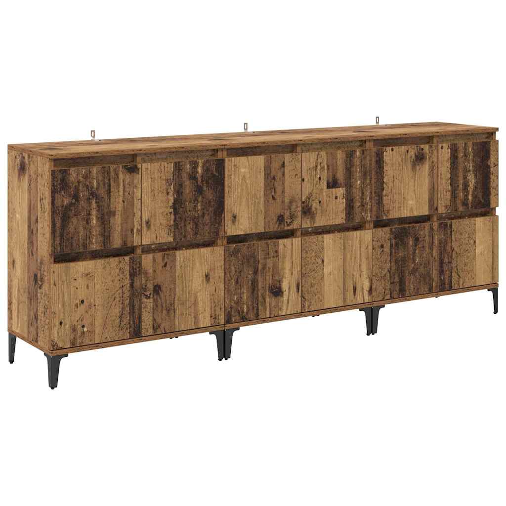 Oldalszekrények 3 pcs Öreg fa 60 x 35 x 70 cm Szerelt Fa