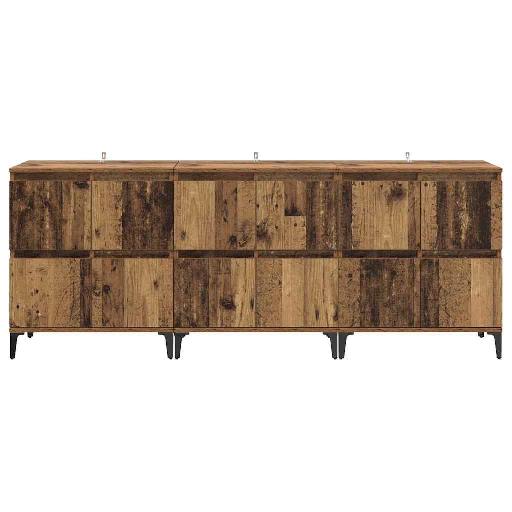 Oldalszekrények 3 pcs Öreg fa 60 x 35 x 70 cm Szerelt Fa