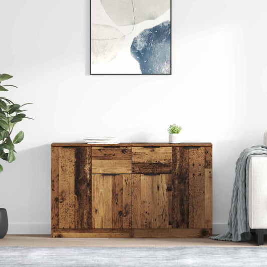 Oldalszekrények fiókkal 2 pcs Öreg fa 60 x 30 x 70 cm Faanyag